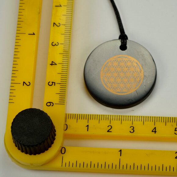 5 PACK! SALE Shungite Stone Flower of Life Necklace Amulet Healer Stone EMF - Picture 3 of 4